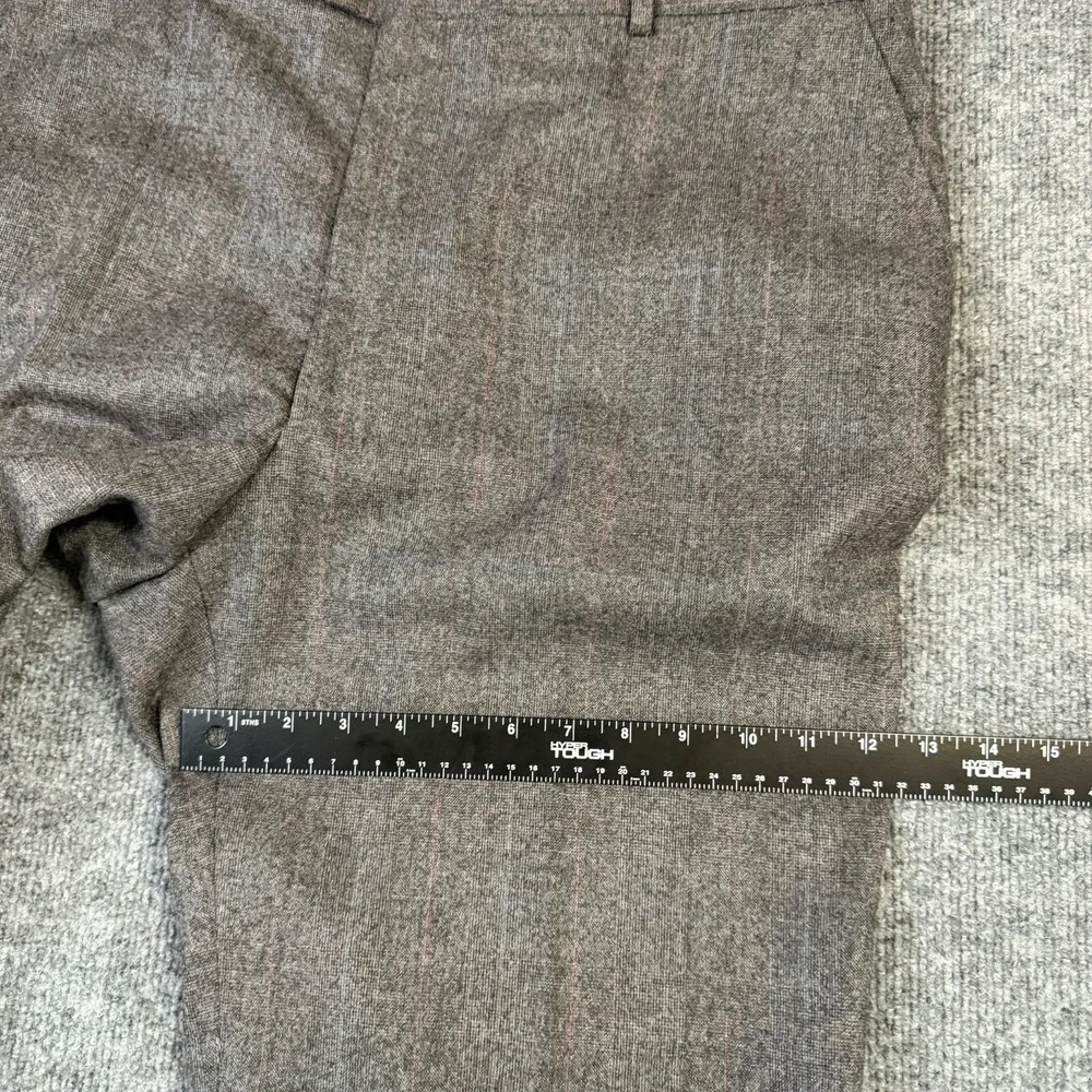 Vintage Flannel Dress Pants Mens 40x29 Gray Wool Pinstripe Flat Front Trousers